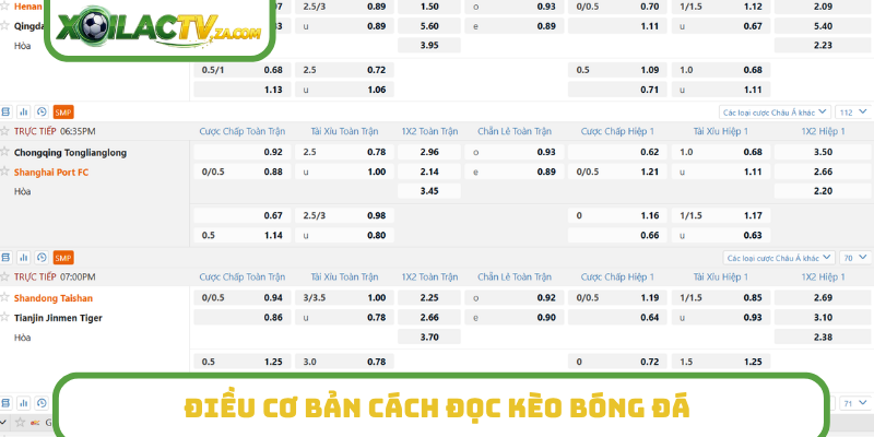 Điều cơ bản cách đọc kèo bóng đá
