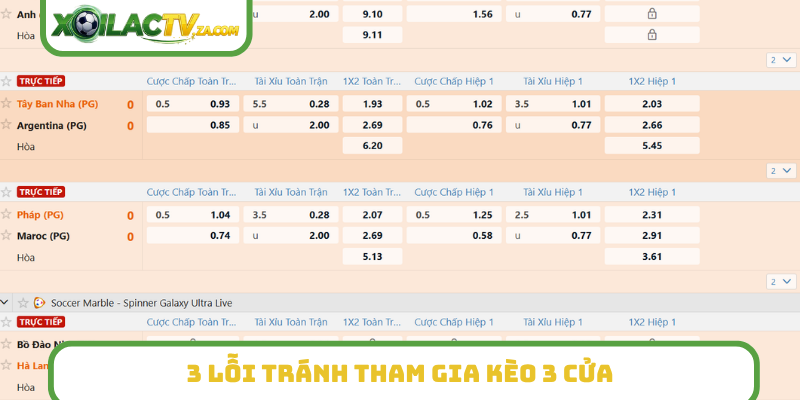 3 lỗi tránh tham gia kèo 3 cửa