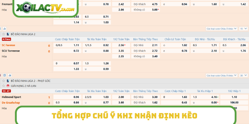 Tổng hợp chú ý khi nhận định kèo