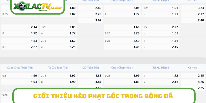 Giới thiệu kèo phạt góc trong bóng đá