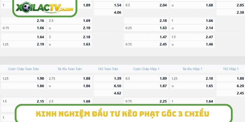 Kinh nghiệm đầu tư kèo phạt góc 3 chiều