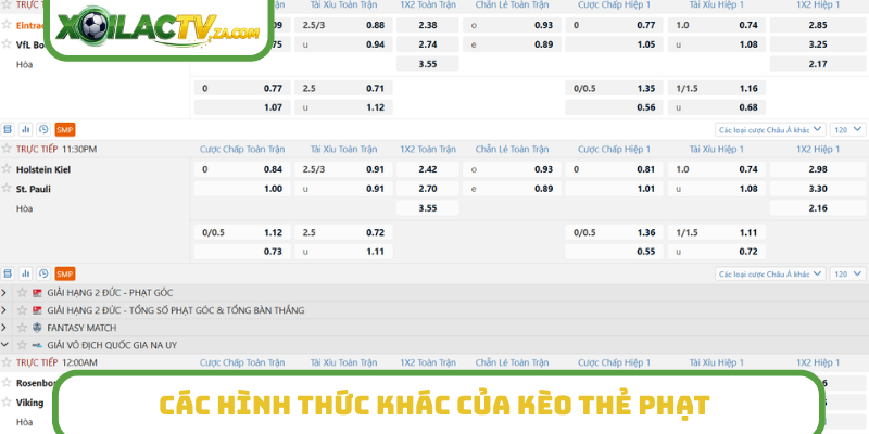 Các hình thức khác của kèo thẻ phạt